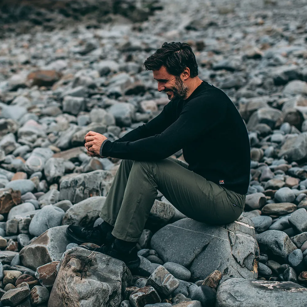 Mens Merino Crew Sweater (Black/Charcoal)