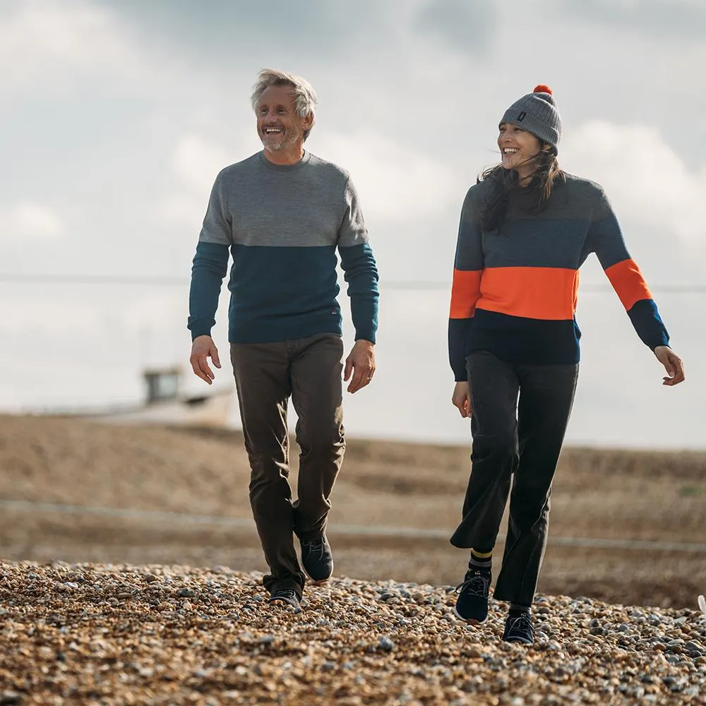 Mens Merino Honeycomb Sweater (Petrol/Charcoal)
