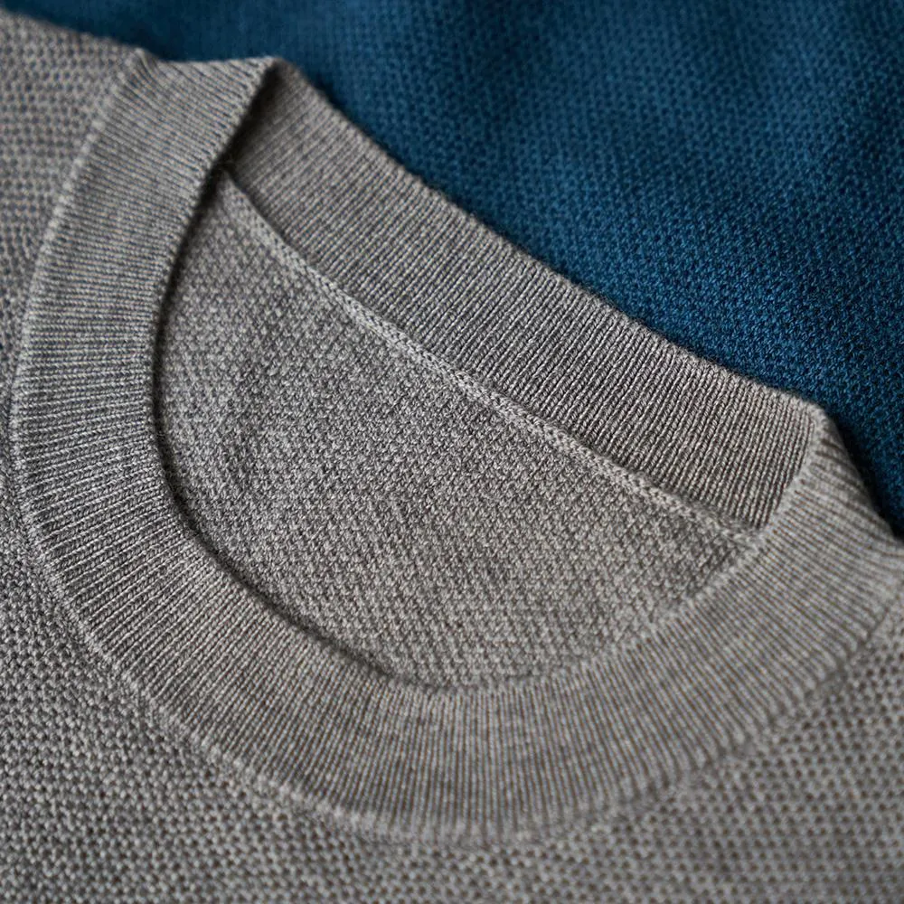 Mens Merino Honeycomb Sweater (Petrol/Charcoal)