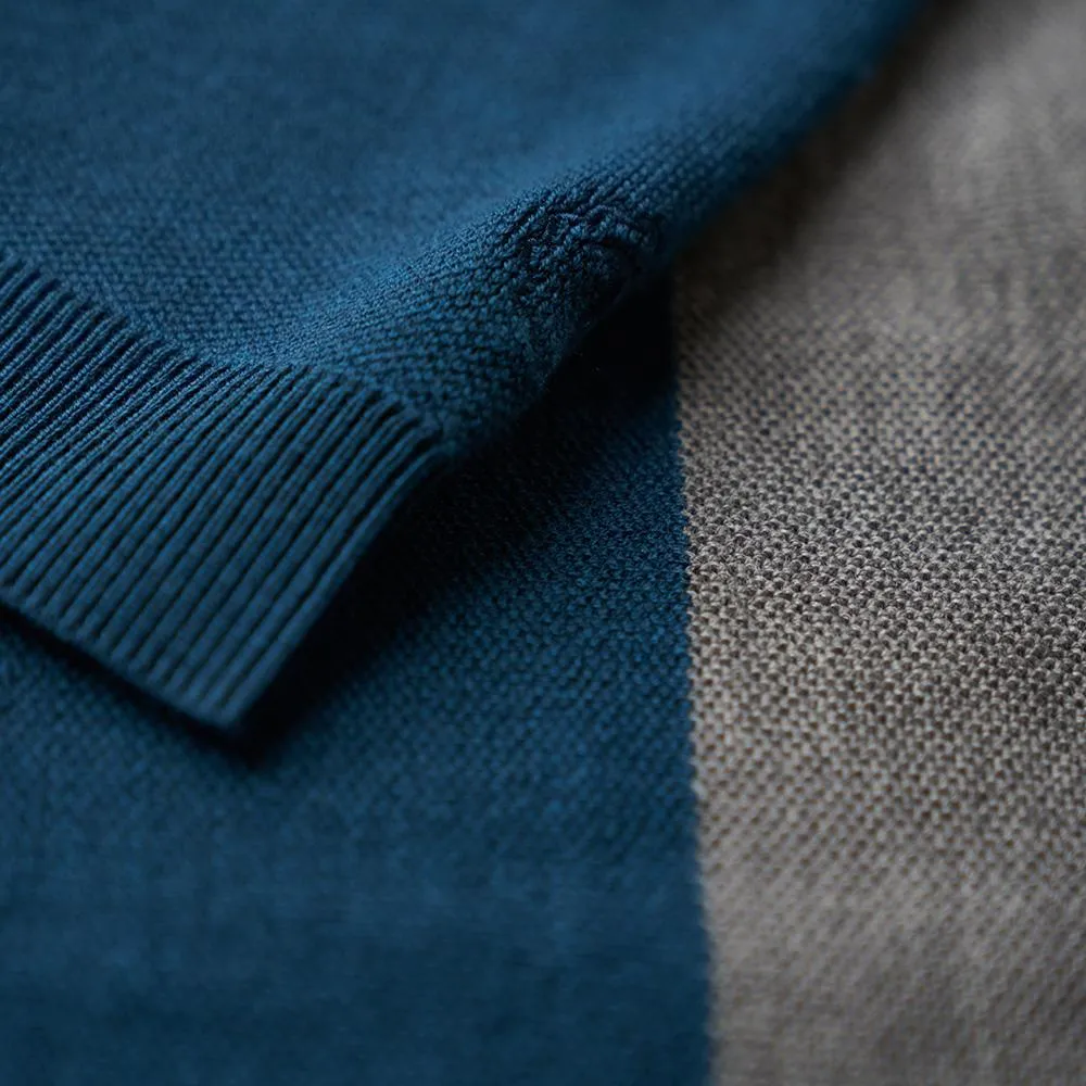 Mens Merino Honeycomb Sweater (Petrol/Charcoal)