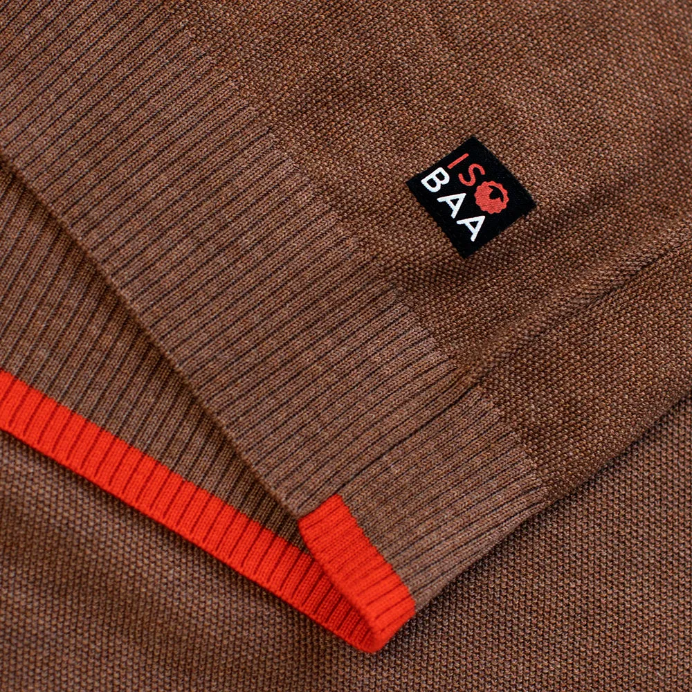 Mens Merino Moss Stitch Sweater (Bran/Orange)