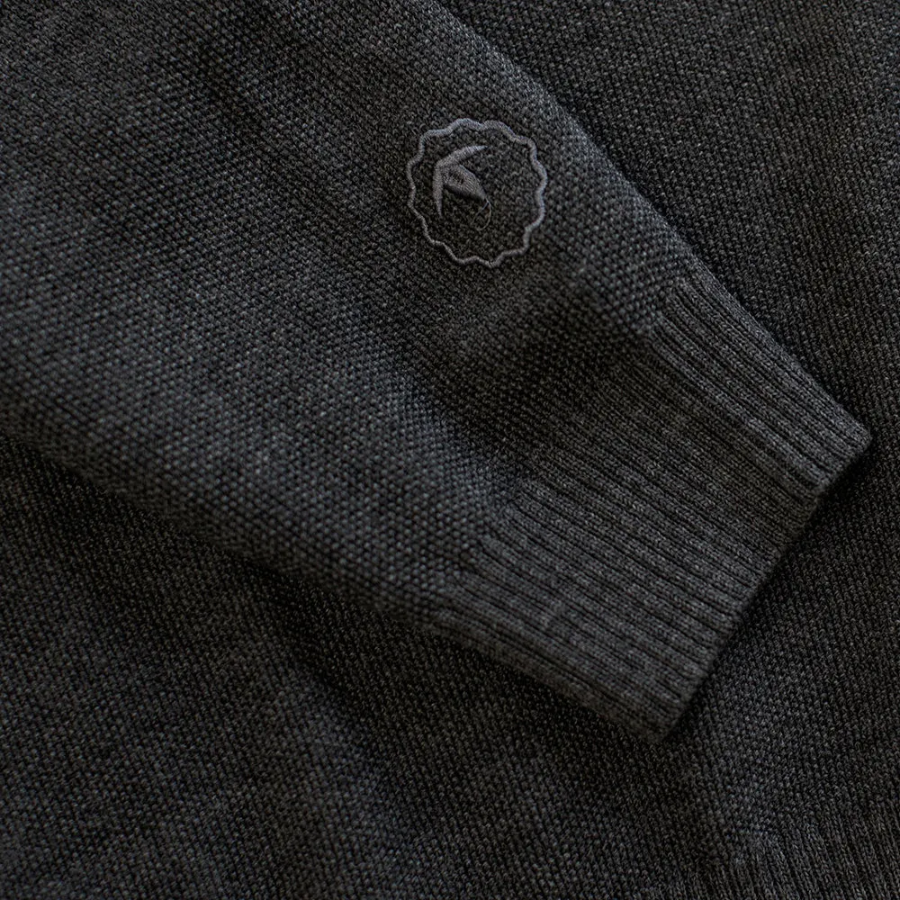 Mens Merino Moss Stitch Sweater (Smoke/Charcoal)