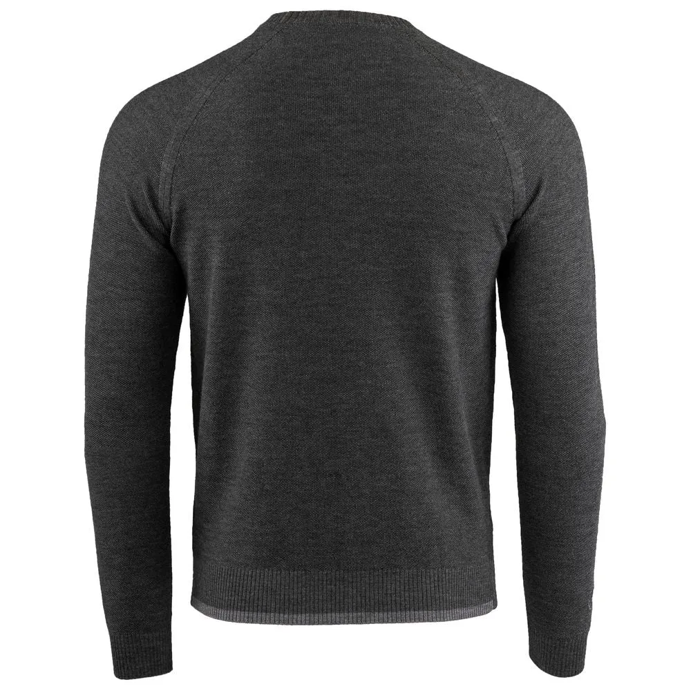 Mens Merino Moss Stitch Sweater (Smoke/Charcoal)