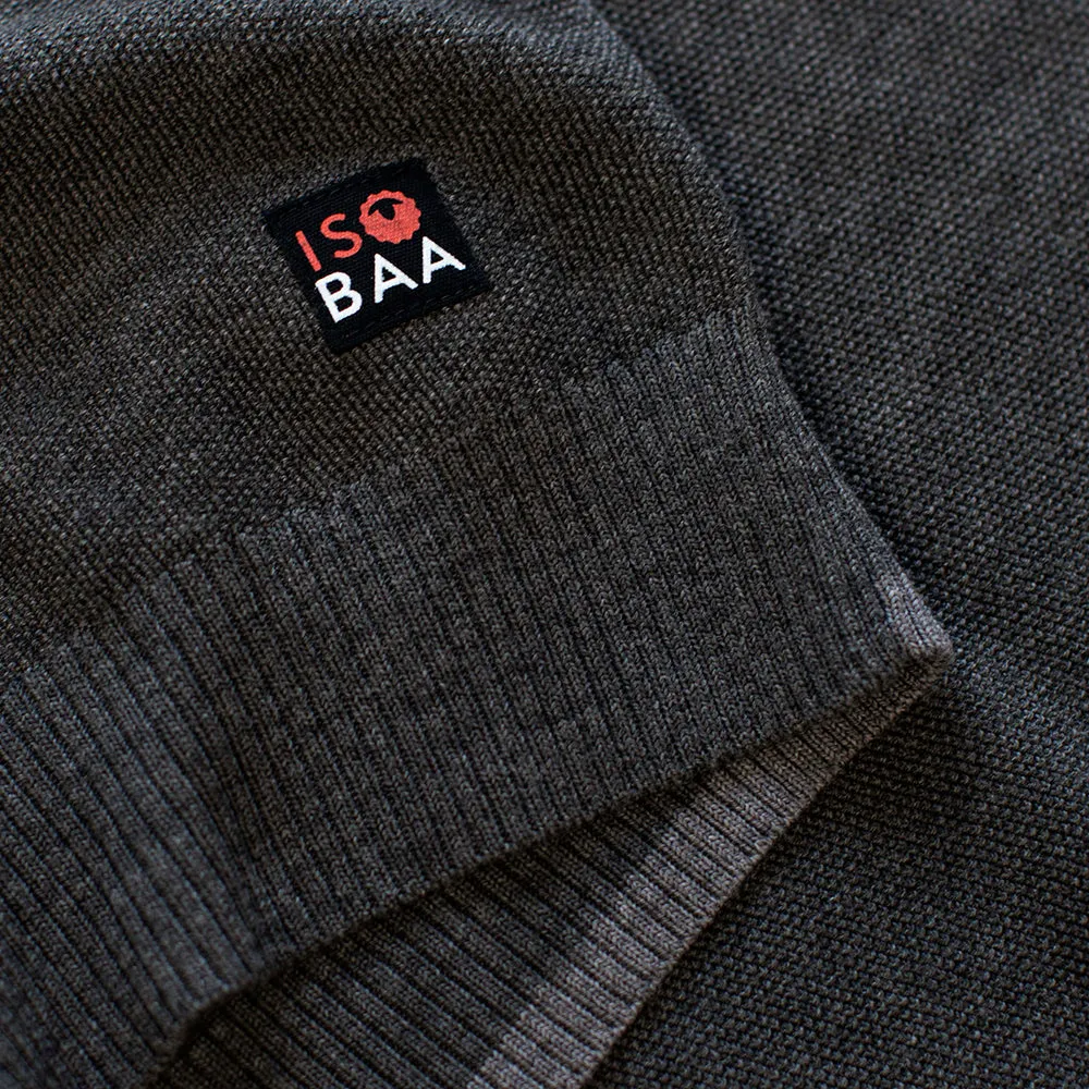 Mens Merino Moss Stitch Sweater (Smoke/Charcoal)