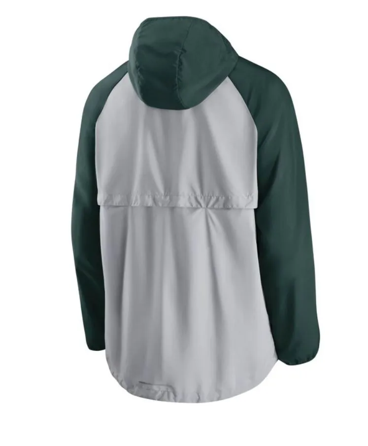 Men's Nike Oakland Athletics Mesh Logo Essential Full-Zip Hoodie Jacket - GREY/GREEN