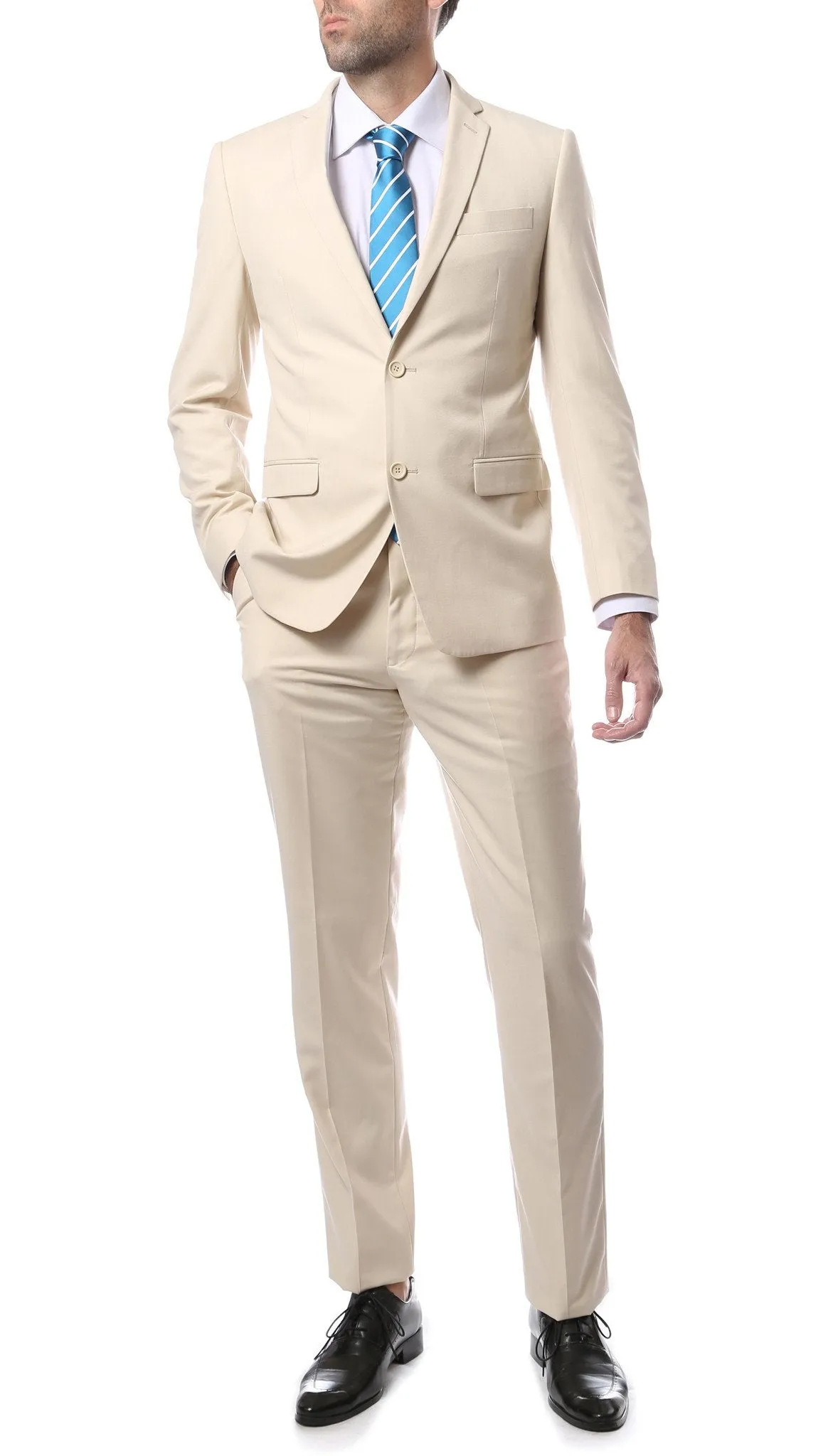 Mens ZNL22S 2pc 2 Button Slim Fit Tan Zonettie Suit