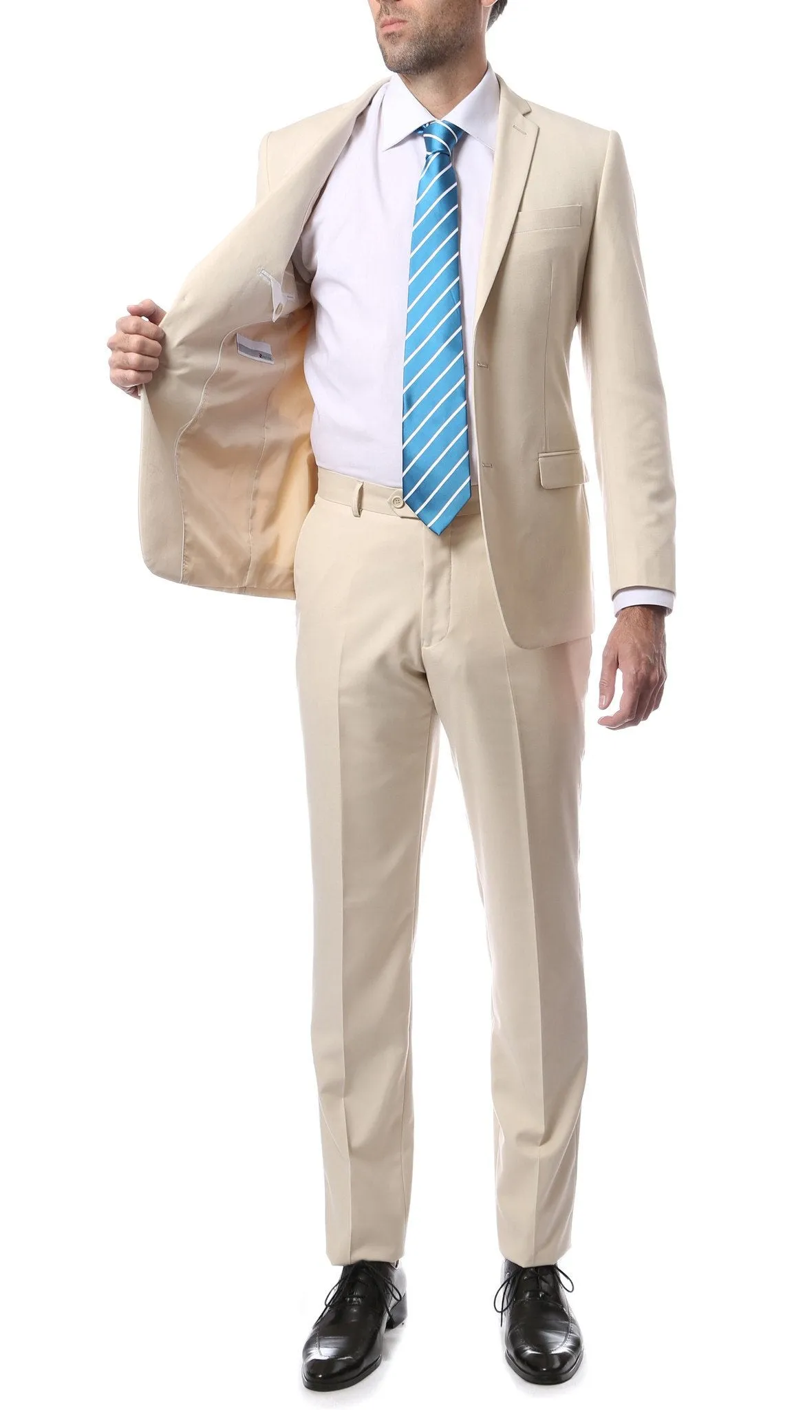 Mens ZNL22S 2pc 2 Button Slim Fit Tan Zonettie Suit