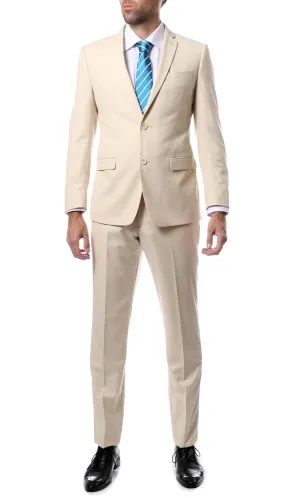 Mens ZNL22S 2pc 2 Button Slim Fit Tan Zonettie Suit
