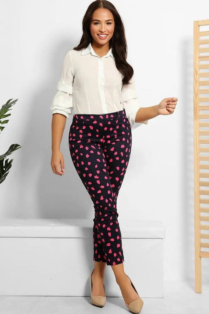 Navy Pink Smart Casual Trousers