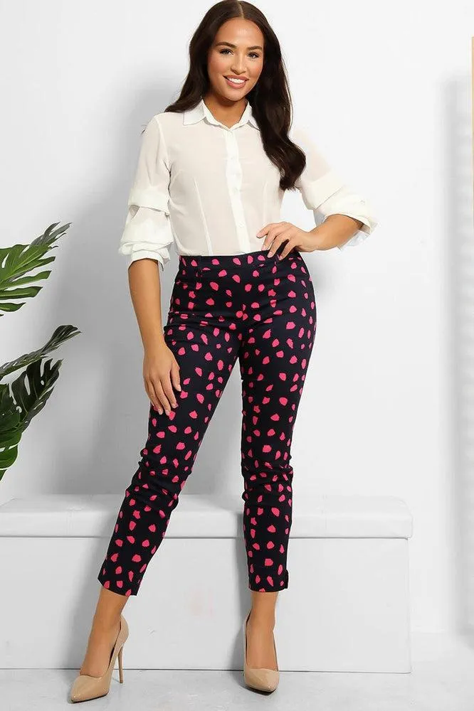 Navy Pink Smart Casual Trousers