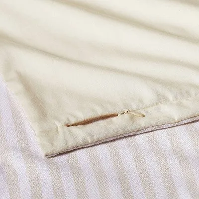 New - King Heavyweight Linen Blend Stripe Pillow Sham Natural - Casaluna