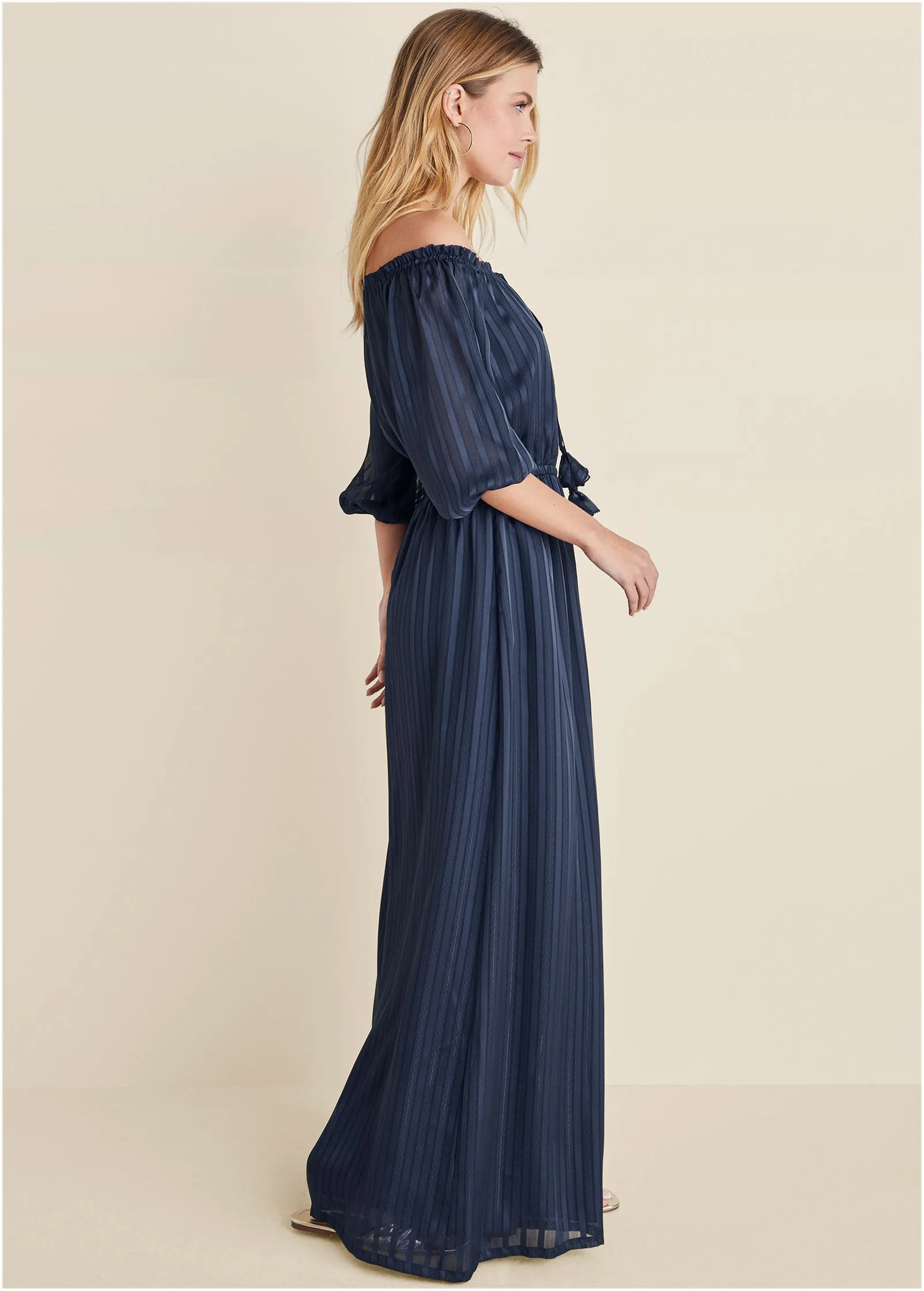 Off-The-Shoulder Jumpsuit - Navy