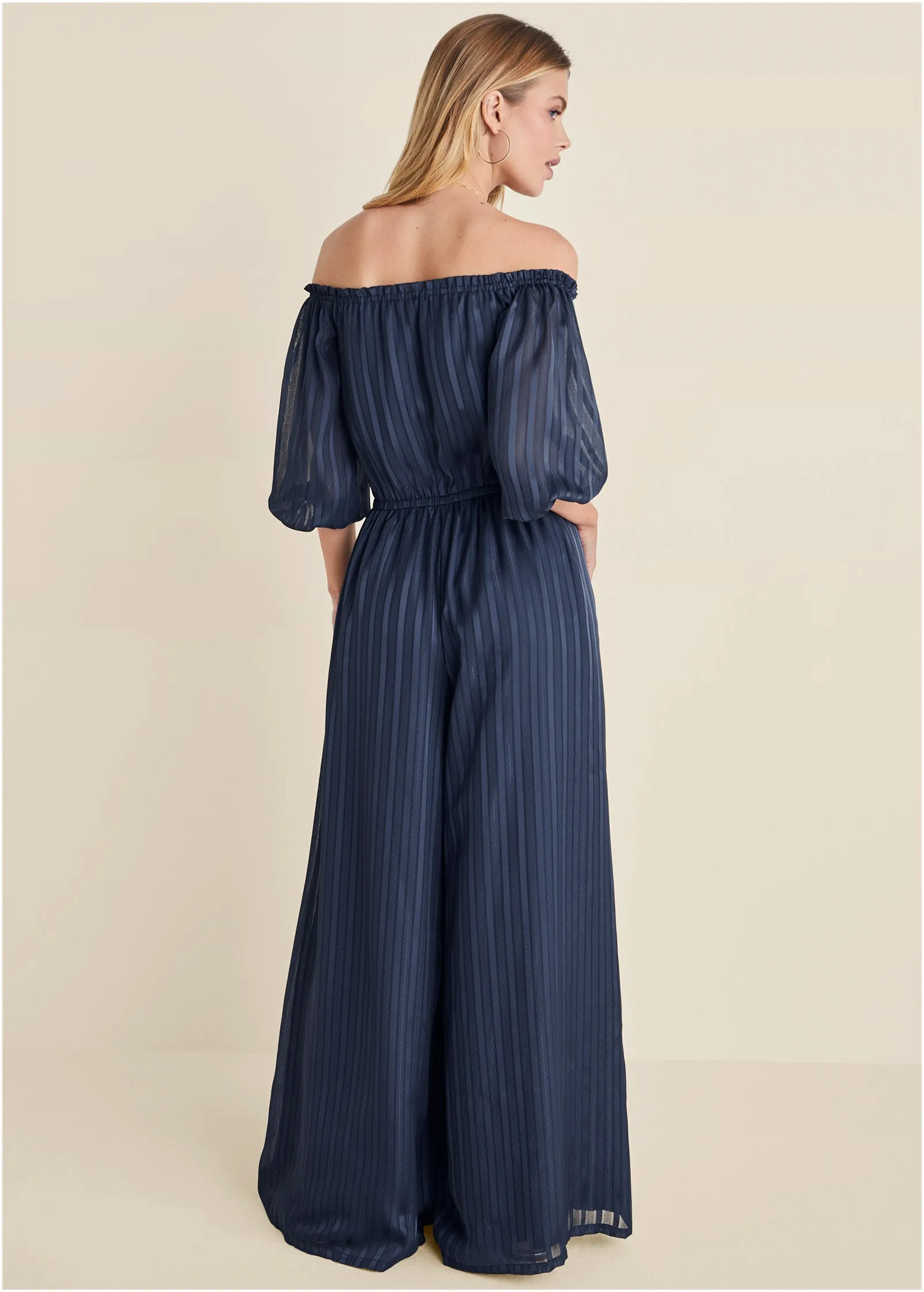 Off-The-Shoulder Jumpsuit - Navy