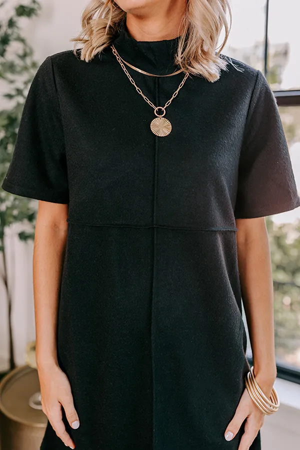 On The Scene Mini Sweater Dress In Black
