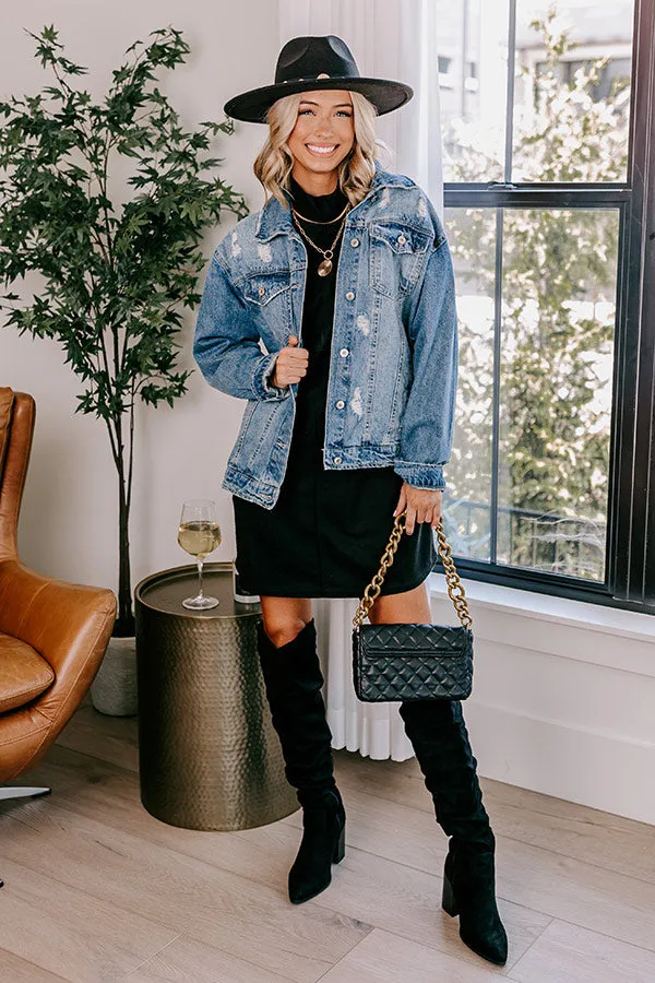 On The Scene Mini Sweater Dress In Black