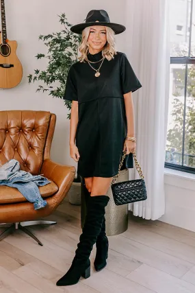 On The Scene Mini Sweater Dress In Black