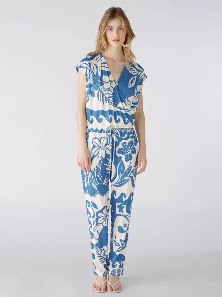 Oui Jumpsuit Blue & White