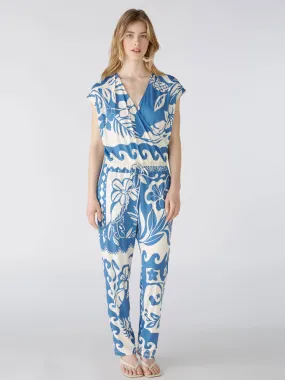 Oui Jumpsuit Blue & White