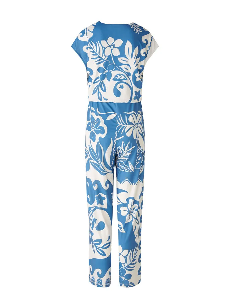 Oui Jumpsuit Blue & White
