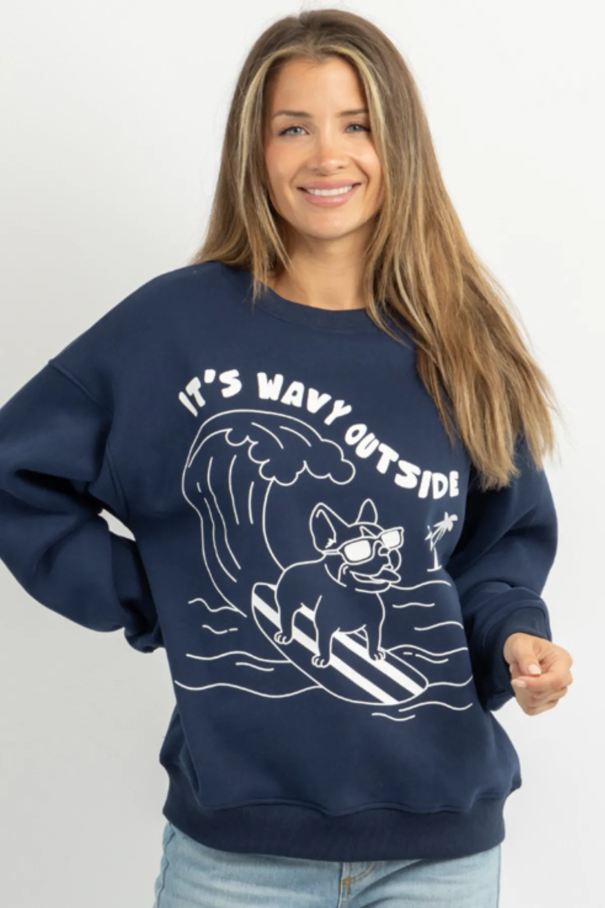 PARTY WAVE NAVY SWEATSHIRT