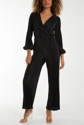 Plisse Wrap Jumpsuit