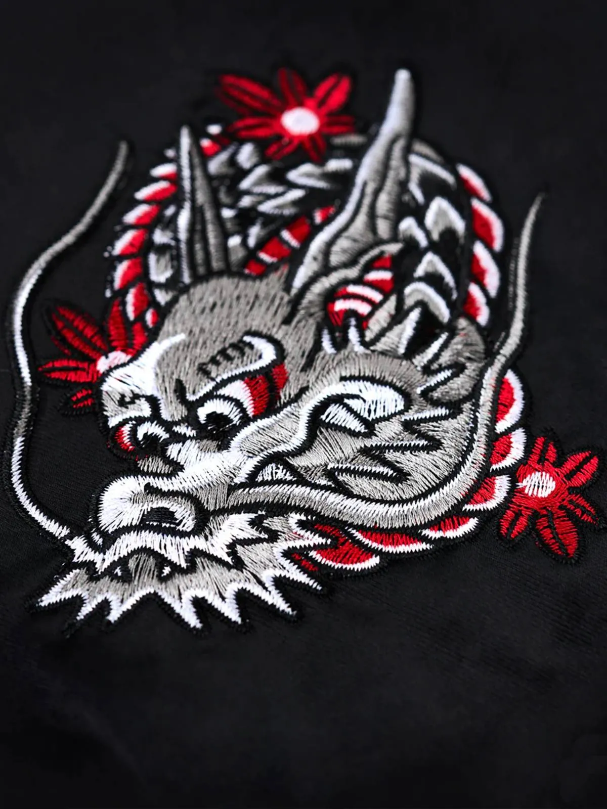 "Drunken Dragon & Mischievous Cat" Ukiyo-e Embroidered Sukajan