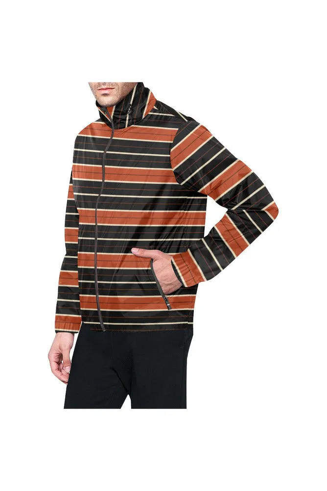 Rust Colored Striped Unisex Windbreaker