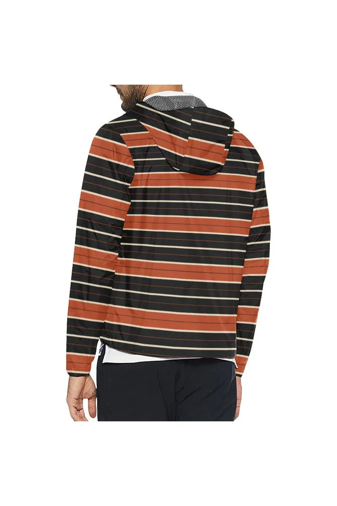Rust Colored Striped Unisex Windbreaker