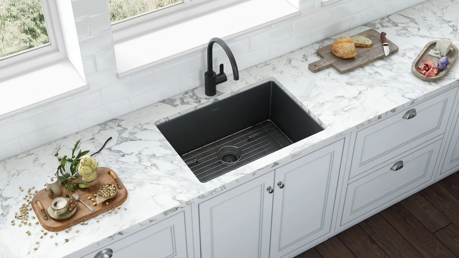 Ruvati 33-inch Undermount Gunmetal Black Stainless Steel Kitchen Sink 16 Gauge Single Bowl – RVH6433BL