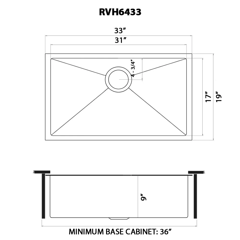 Ruvati 33-inch Undermount Satin Brass Matte Gold Stainless Steel Kitchen Sink 16 Gauge Single Bowl – RVH6433GG
