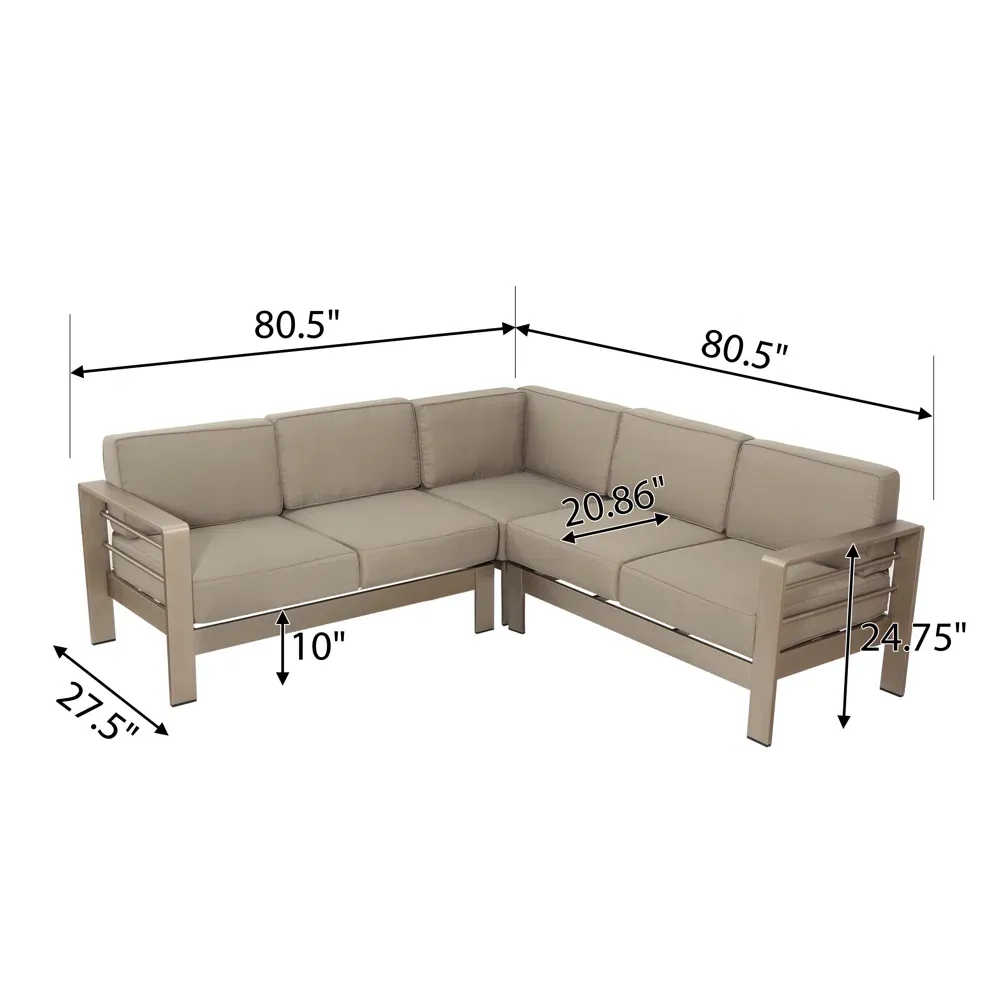 [Ship to Canada only] Cape Coral Outdoor Aluminum Sectional Sofa Set