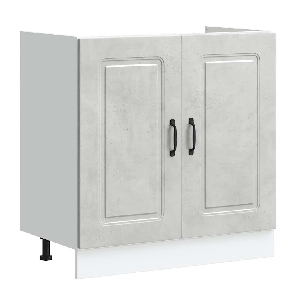 Sink Base Cabinet Kalmar Concrete Grey 80x46x81.5 cm Engineered Wood