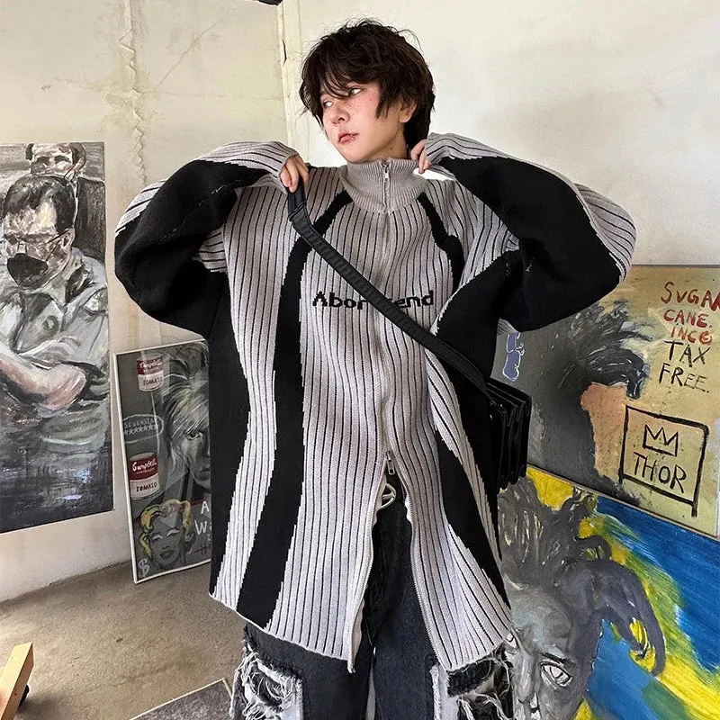 Stand Neck Letter Jacquard Jacket