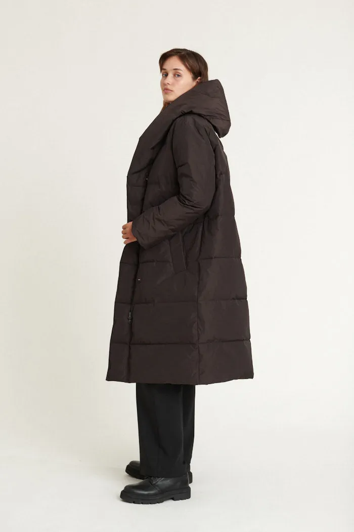 Tenna Shawl Collar Coat - Chocolate torte