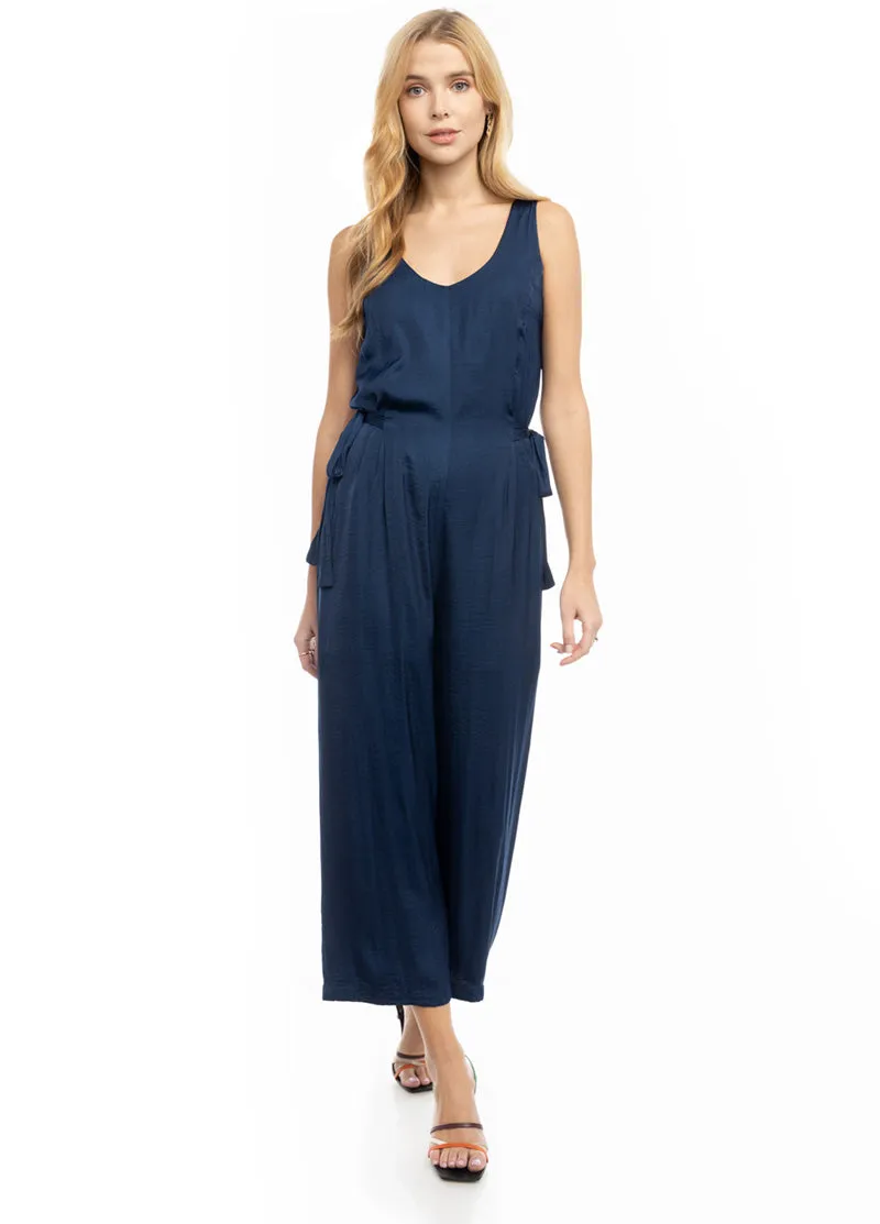 Tie Waist Navy Jumpsuit