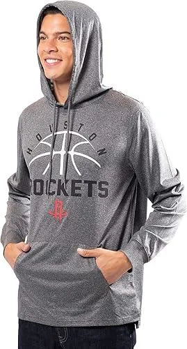 Ultra Game NBA Official Men’s Super Soft Lightweight Pullover Hoodie Sweatshirt - Unisex, Houston Rockets, Heather Charcoal|Houston Rockets