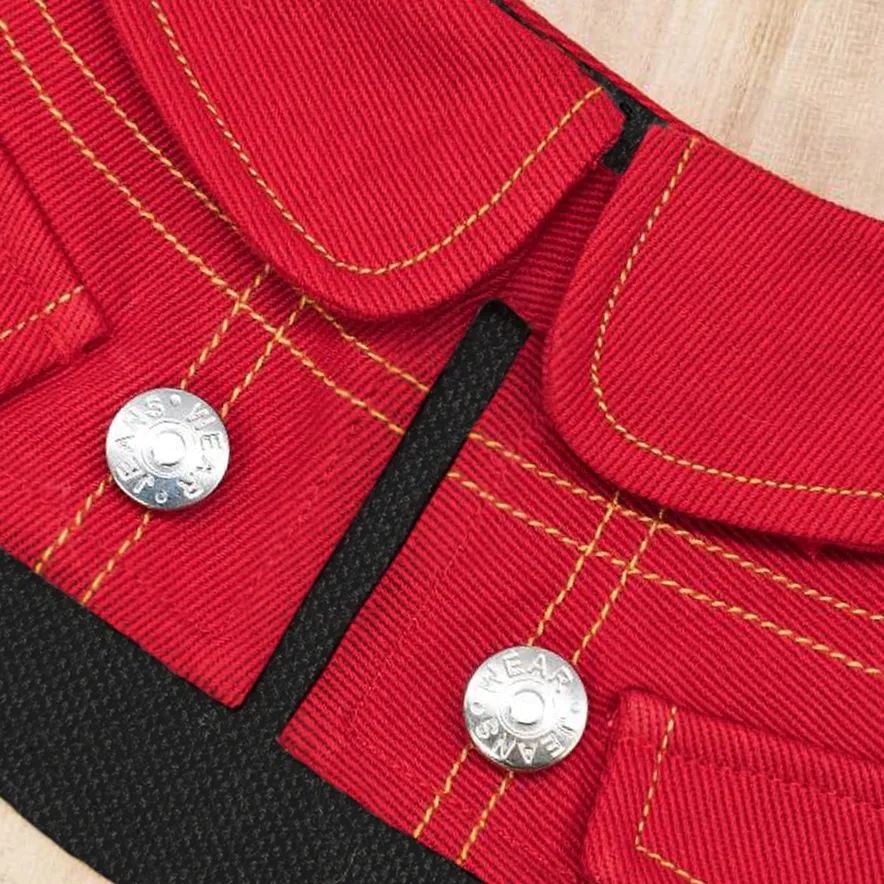 Unisex Red Denim Cape - Blaze