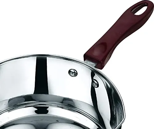 Vinod Stainless Steel Milkpan/Saucepan Set of 2 - 1 Litre and 1.6 Litre,Tea/Chai Pan,Riveted Sturdy Bakelite Handle,Induction and Gas Base 2 Year Warranty