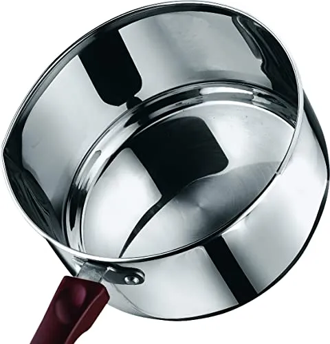 Vinod Stainless Steel Milkpan/Saucepan Set of 2 - 1 Litre and 1.6 Litre,Tea/Chai Pan,Riveted Sturdy Bakelite Handle,Induction and Gas Base 2 Year Warranty
