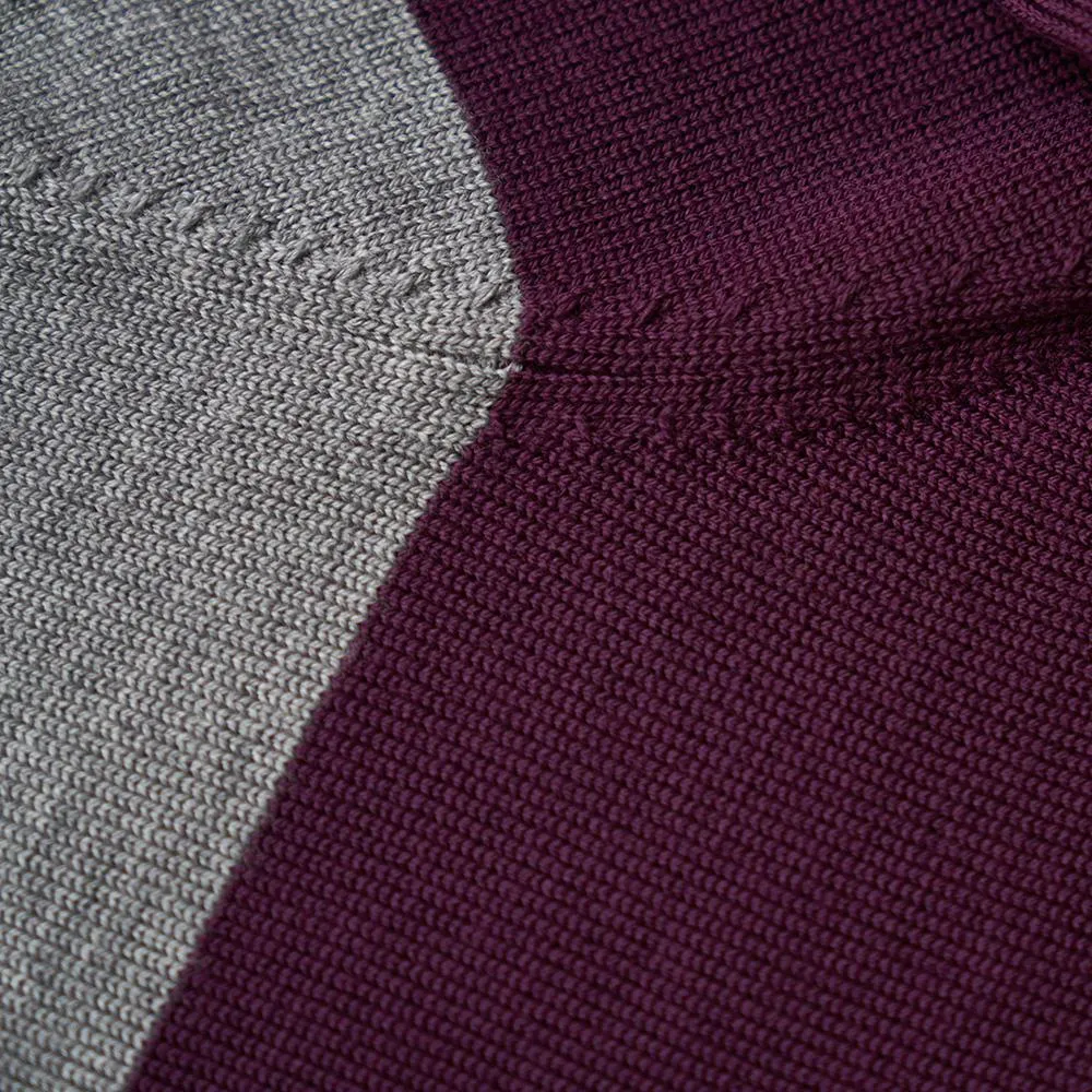 Womens Merino Block Stripe Sweater (Charcoal/Wine/Fuchsia/Smoke)