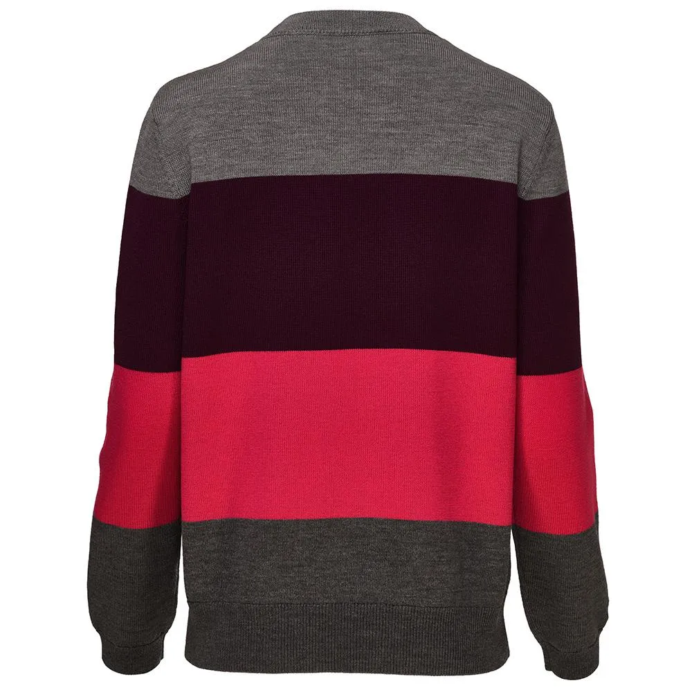 Womens Merino Block Stripe Sweater (Charcoal/Wine/Fuchsia/Smoke)