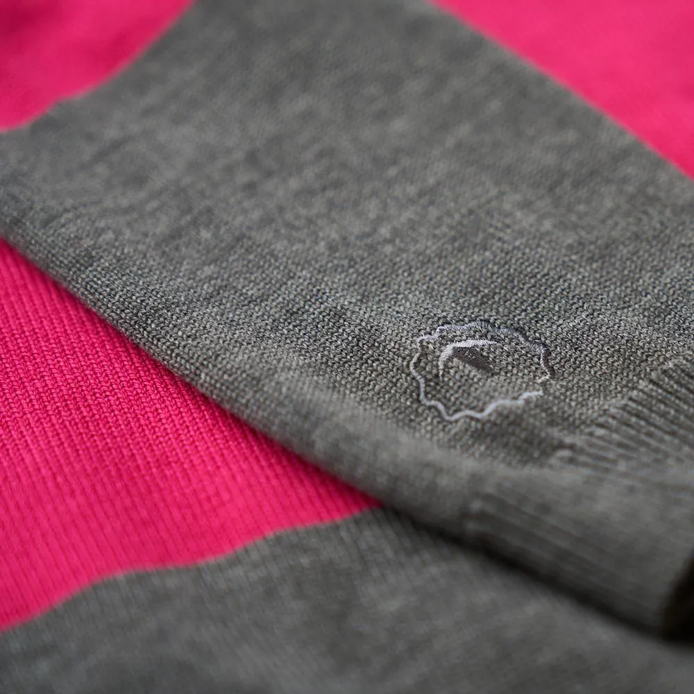 Womens Merino Block Stripe Sweater (Charcoal/Wine/Fuchsia/Smoke)