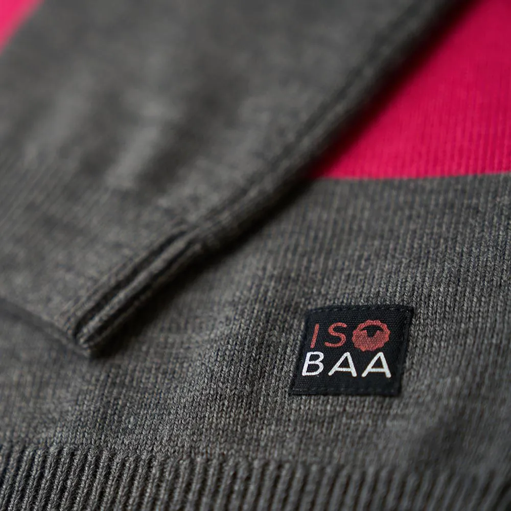 Womens Merino Block Stripe Sweater (Charcoal/Wine/Fuchsia/Smoke)
