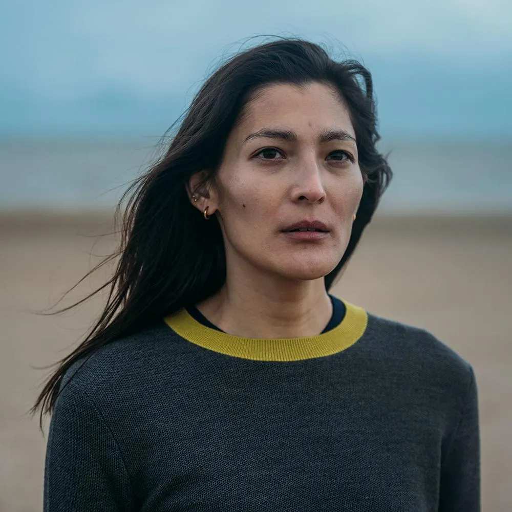 Womens Merino Honeycomb Sweater (Smoke/Lime)