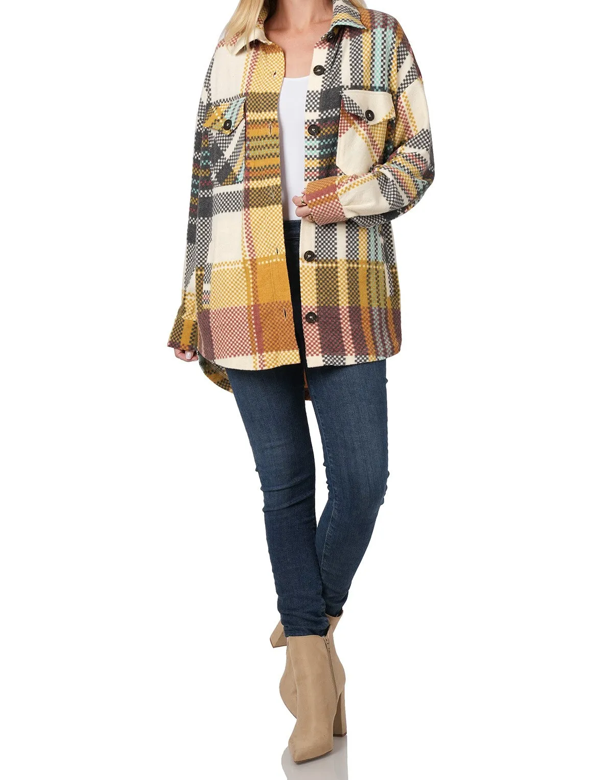 Zenana Brushed Plaid Oversized Shacket